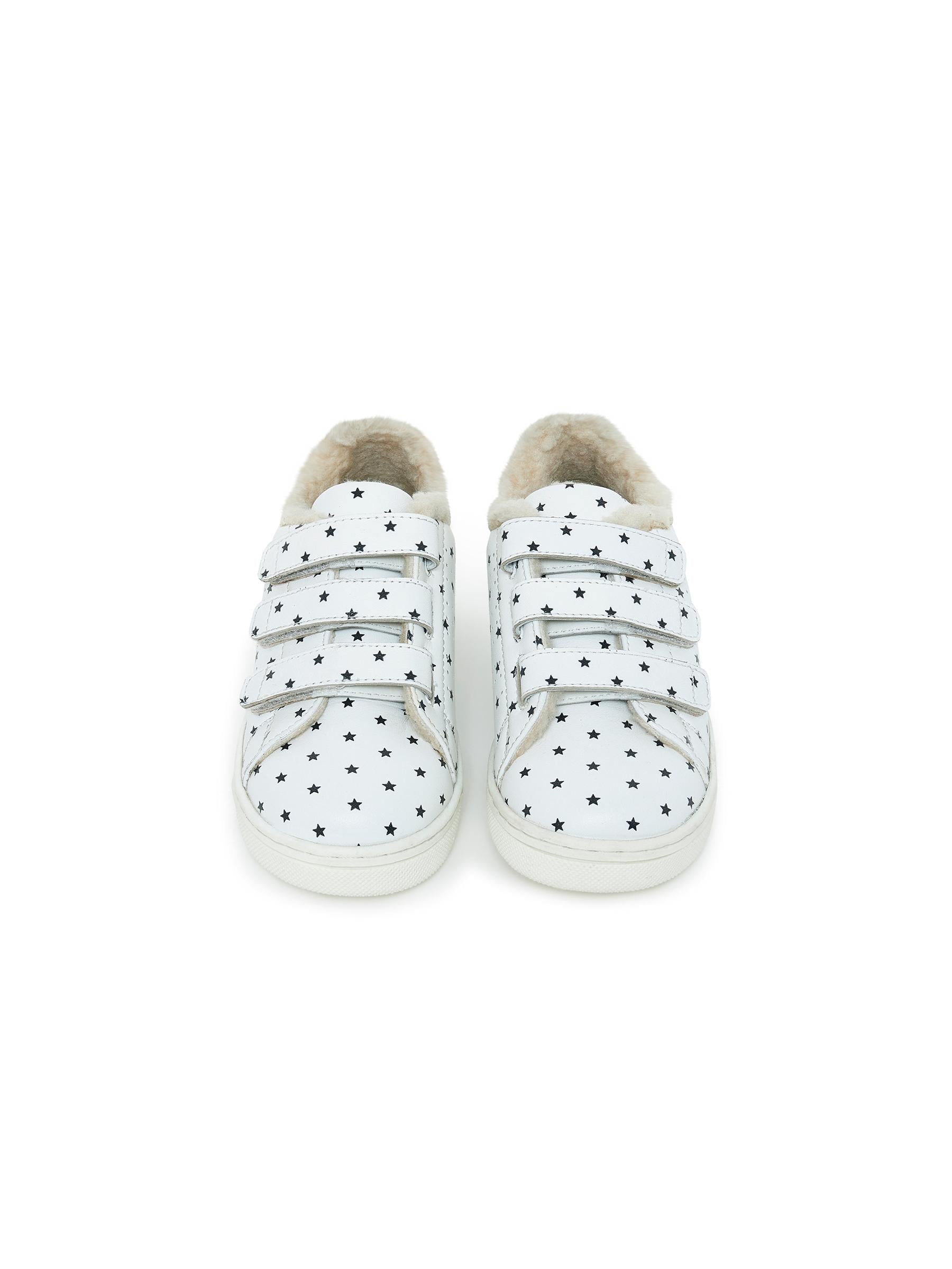 Baskets fourées beige cuir