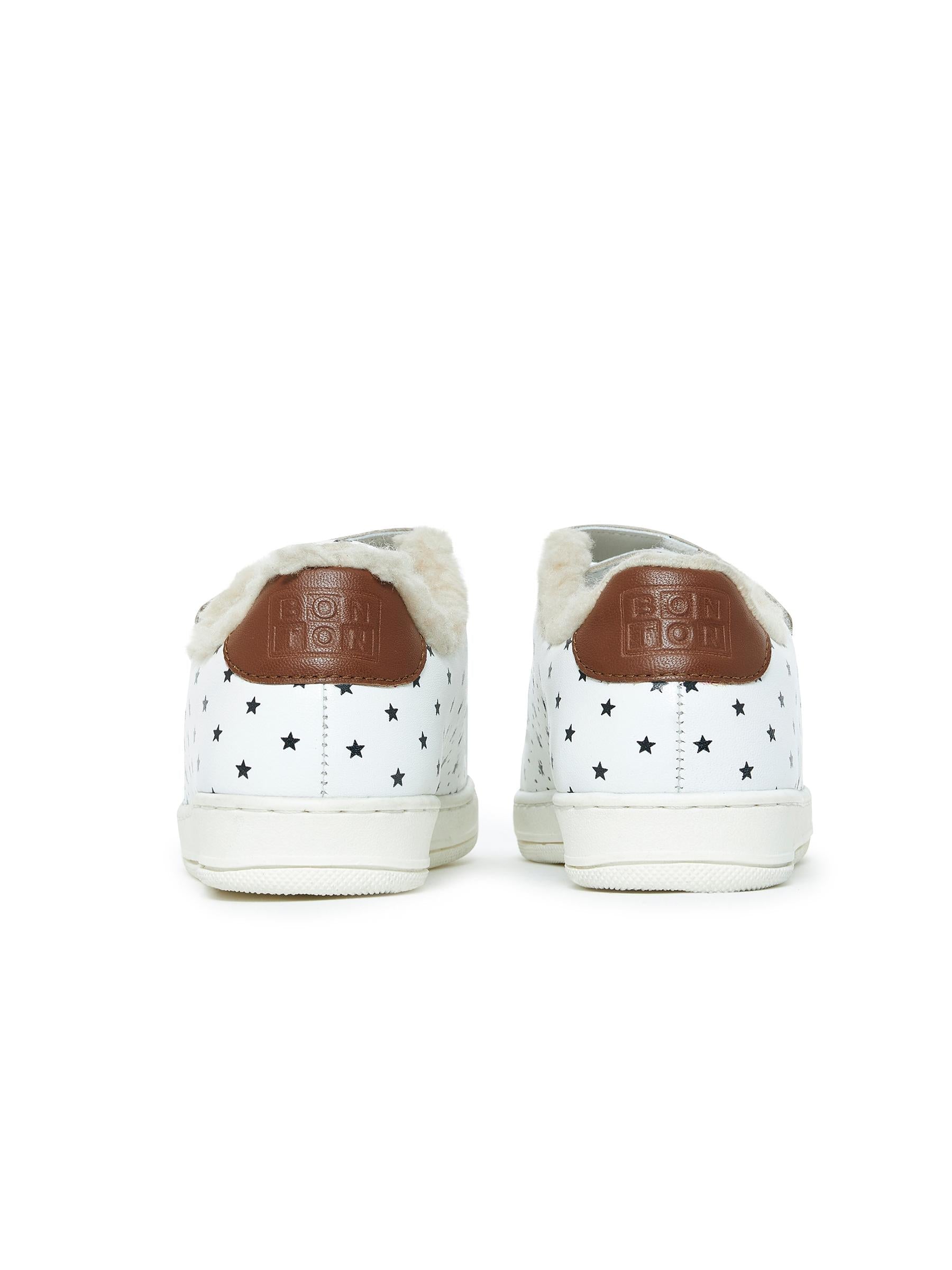 Baskets fourées beige cuir