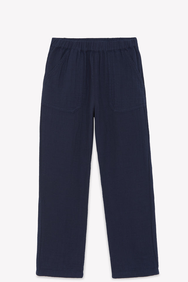 Trousers - Batcha Blue GOTS certified organic cotton gauze - Image principale