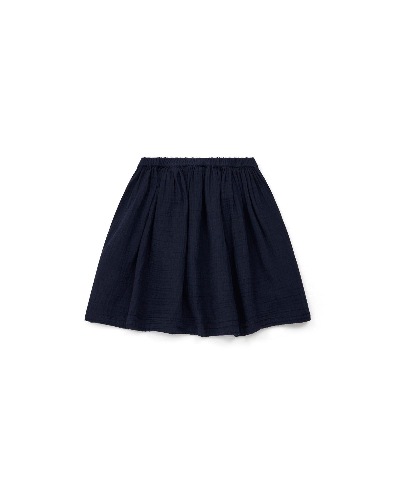 Jupe Framboise bleue gaze de coton biologique certifié GOTS