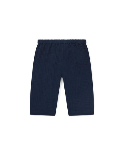 Pantalon Futur bleu Bébé gaze de coton biologique certifié GOTS