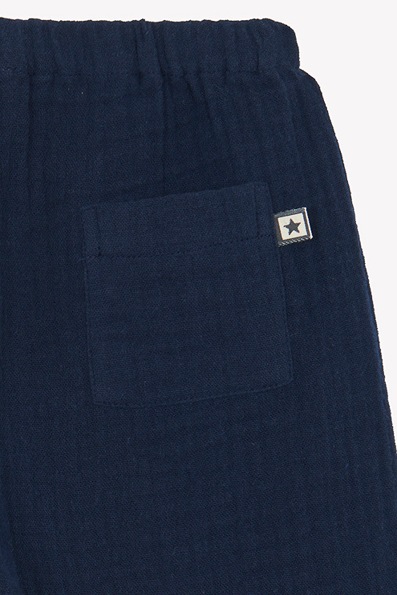Pantalon Futur bleu Bébé gaze de coton biologique certifié GOTS