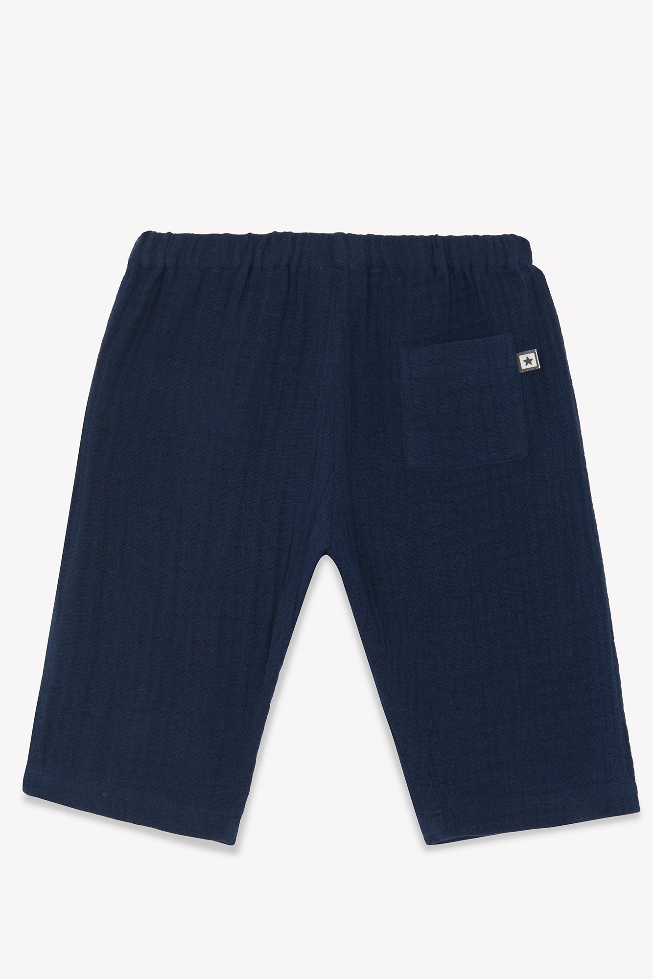 Pantalon Futur bleu Bébé gaze de coton biologique certifié GOTS