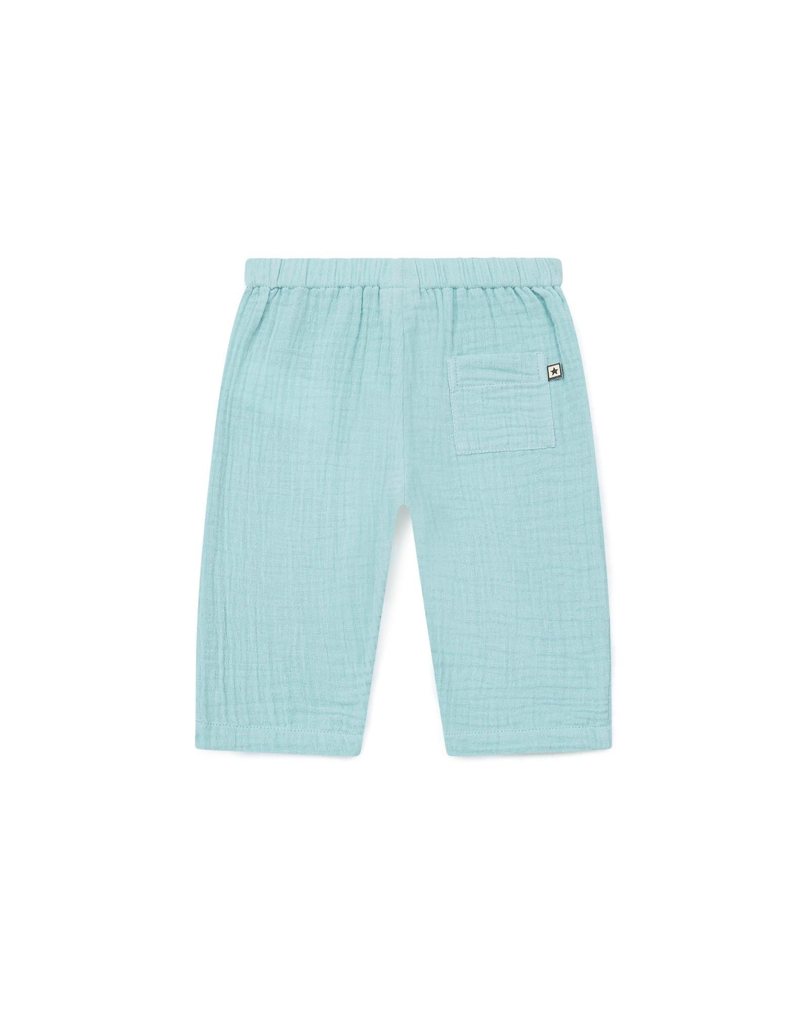 Pantalon Futur bleu Bébé gaze de coton biologique certifié GOTS