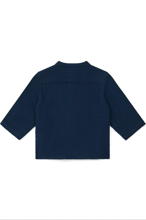 Chemise - Inter bleue Bébé en gaze 100% coton biologique certifié GOTS - Image principale