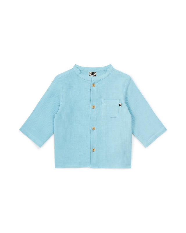 Shirt - Inter Bleue Baby In 100% organic cotton gauze certified GOTS - Image principale
