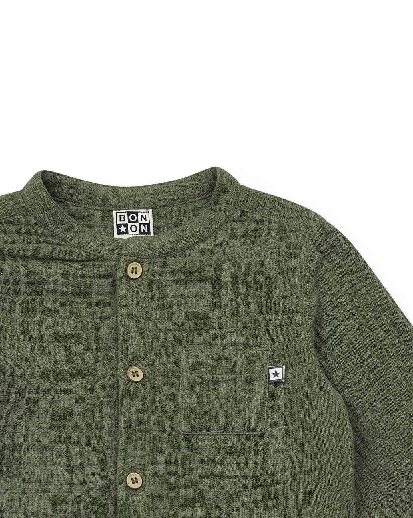 Shirt Inter green Baby In 100% organic cotton gauze certified GOTS