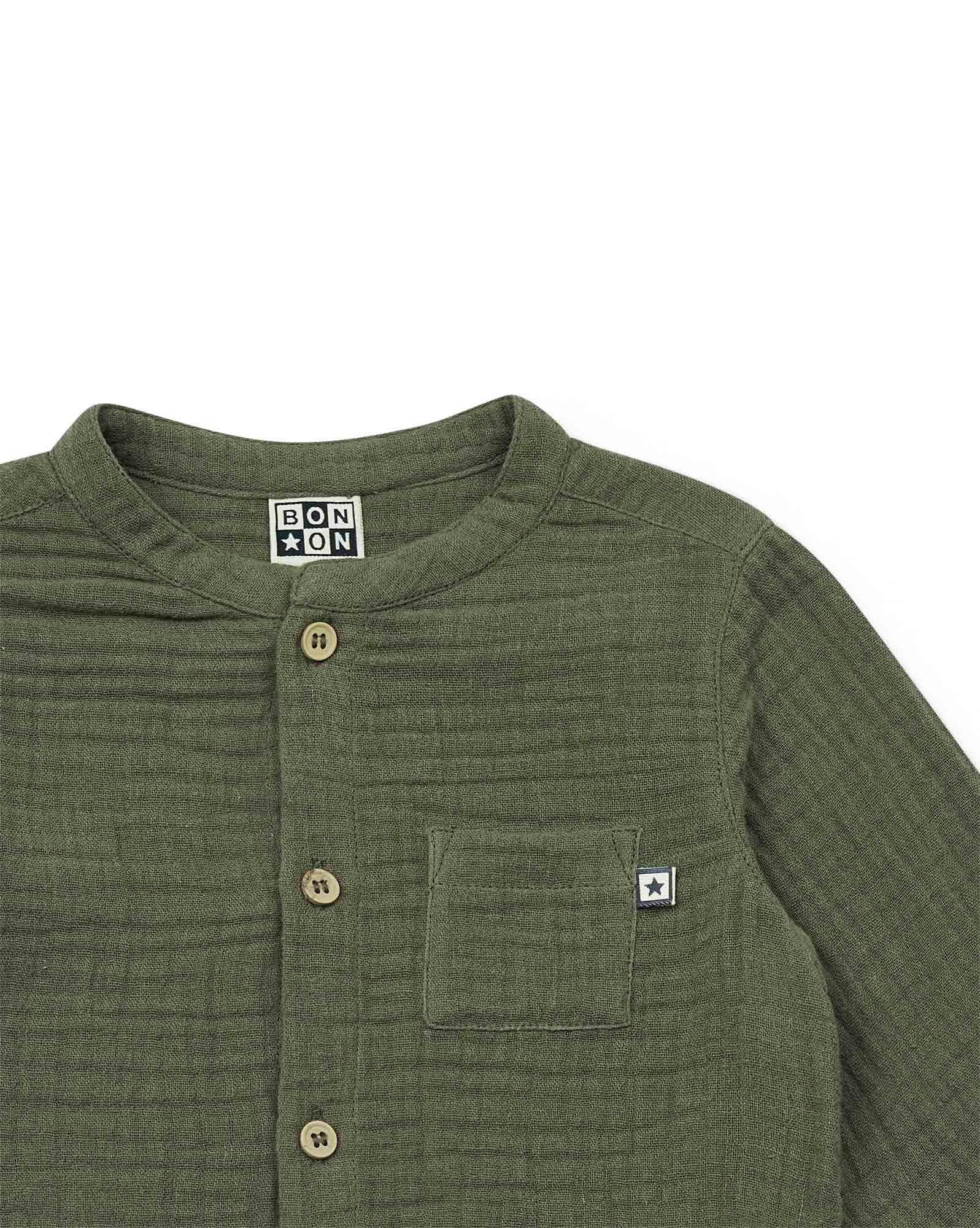 Chemise Inter verte Bébé en gaze 100% coton biologique certifié GOTS