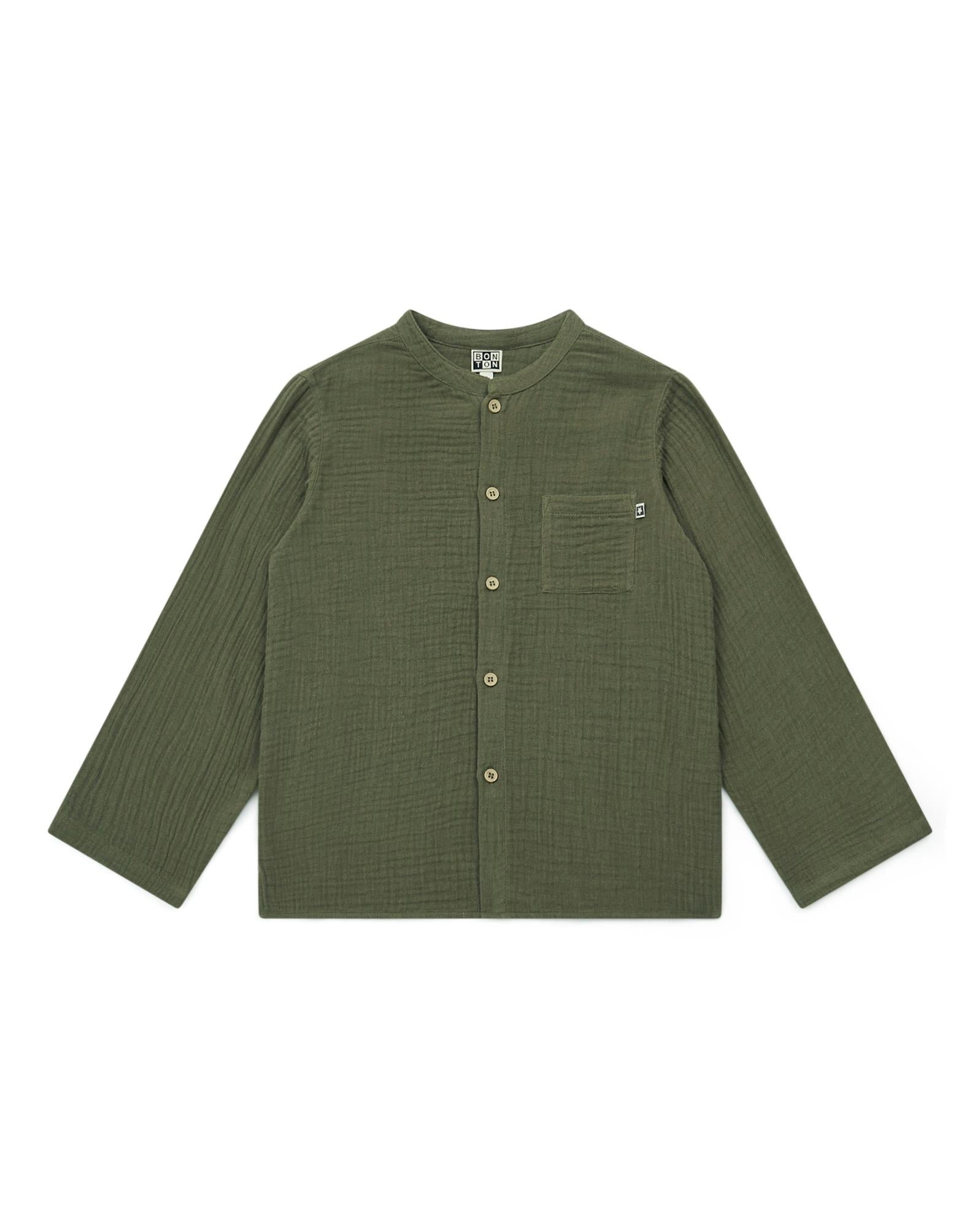 Chemise Internet verte en gaze 100% coton biologique