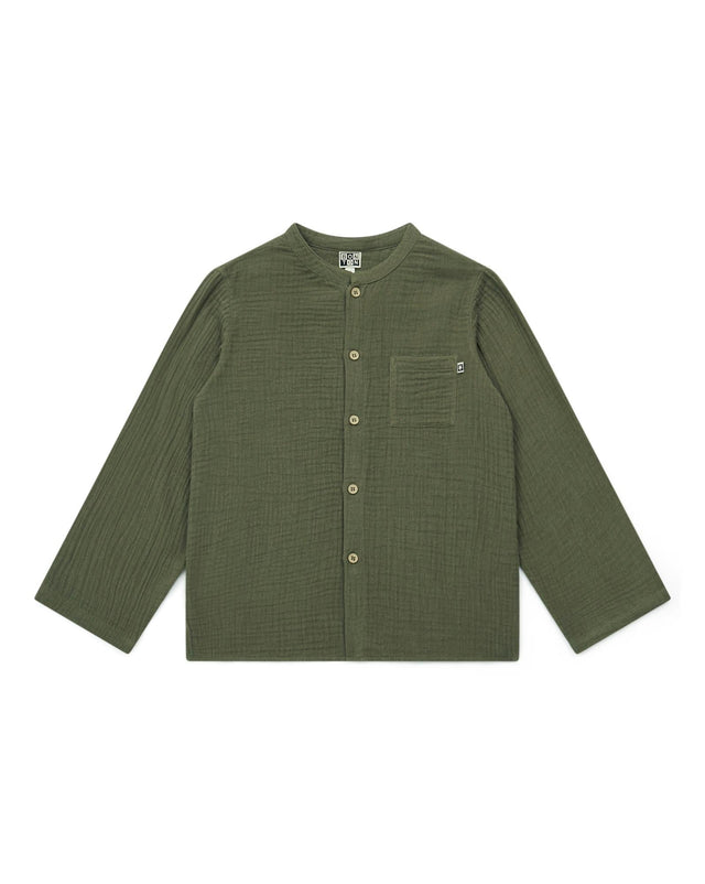 Shirt - Green web in 100% organic cotton gauze - Image principale