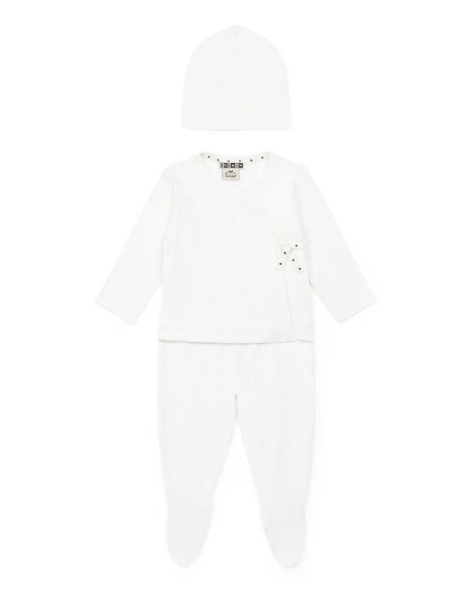 Outfit of Newborn Beige Baby in rib jersey