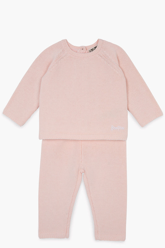 Outfit of Newborn Pink Baby in cotton Cashmere