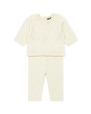 Ensemble - Naissance beige Bébé à coeur ajouré en coton cachemire