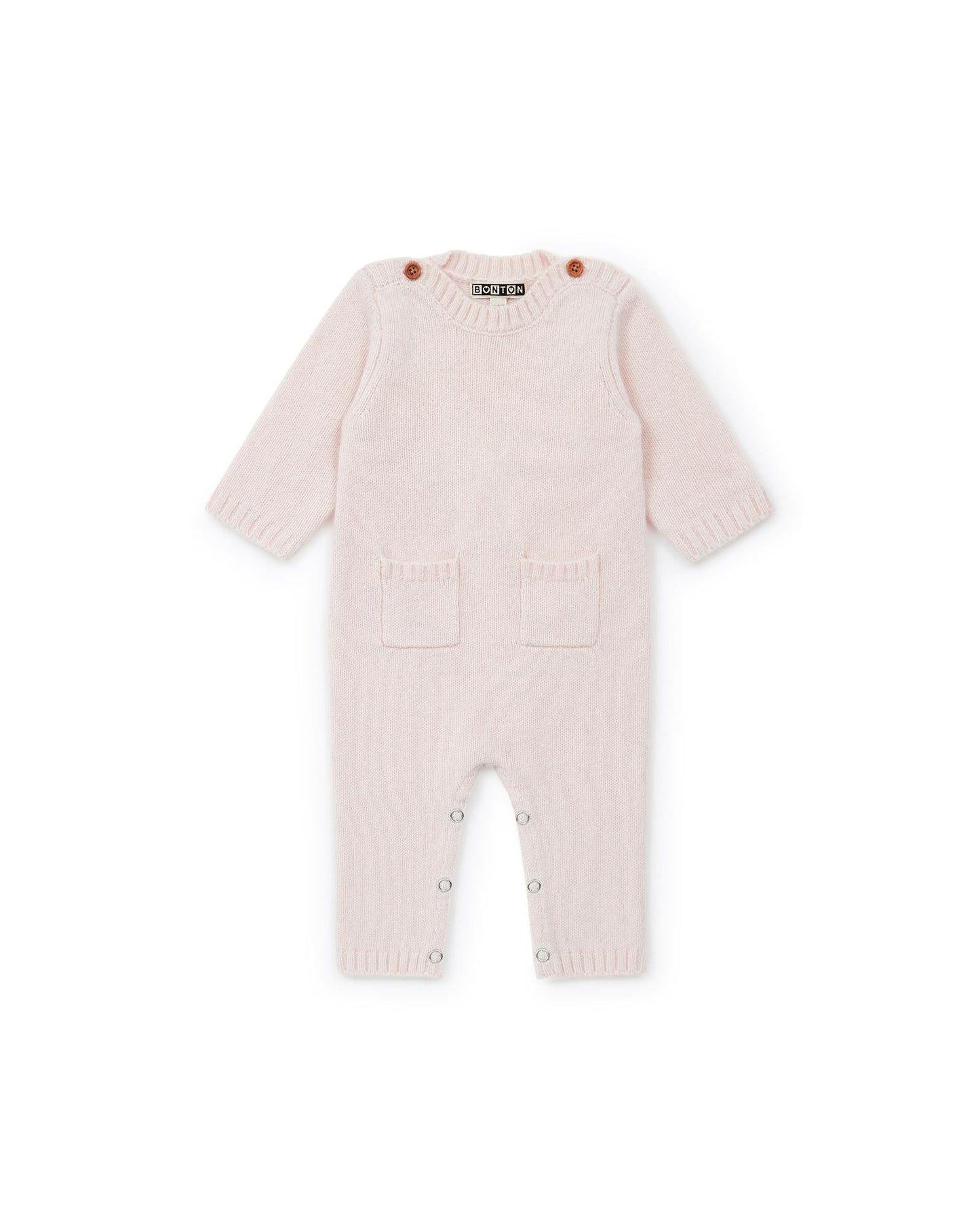 Jumpsuit of Newborn Pink Baby in Wool