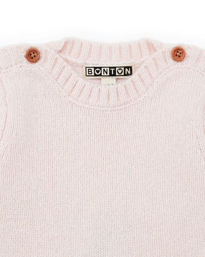 Jumpsuit of Newborn Pink Baby in Wool