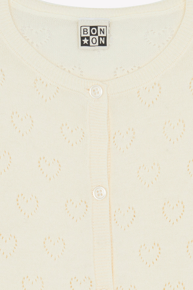 Cardigan - beige à coeur en maille 100% coton biologique - Image alternative