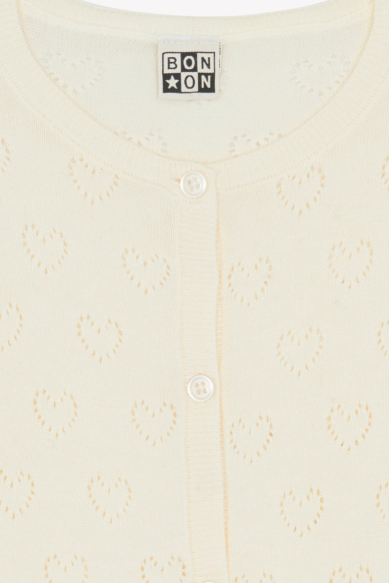 Cardigan beige à coeur en maille 100% coton biologique