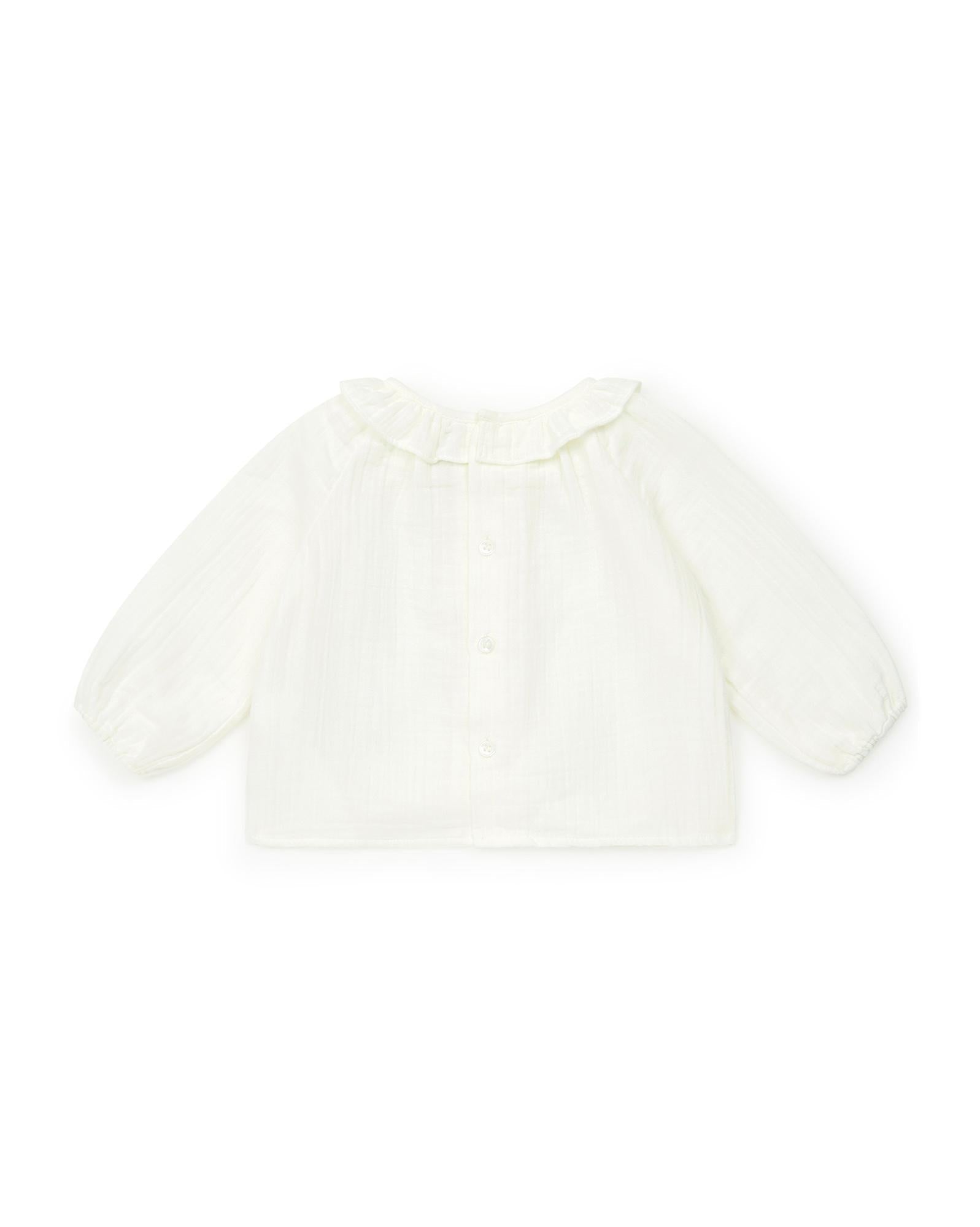 Blouse Mamour beige Bébé à col à volant en 100% coton biologique certifié GOTS