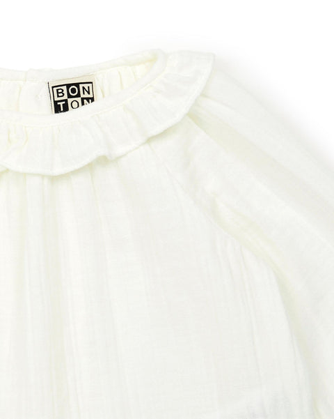 Blouse - Mamour Beige Baby has Collar steering wheel in 100% organic cotton certified GOTS - Image principale