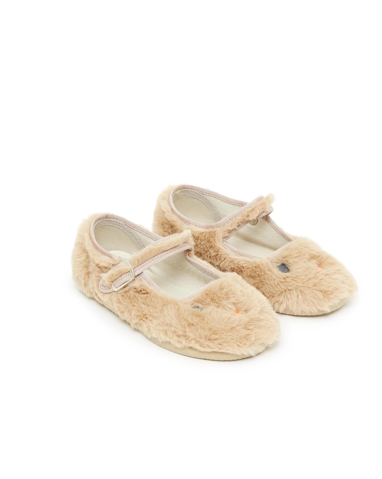 Chaussons Mia beige en fausse fourrure
