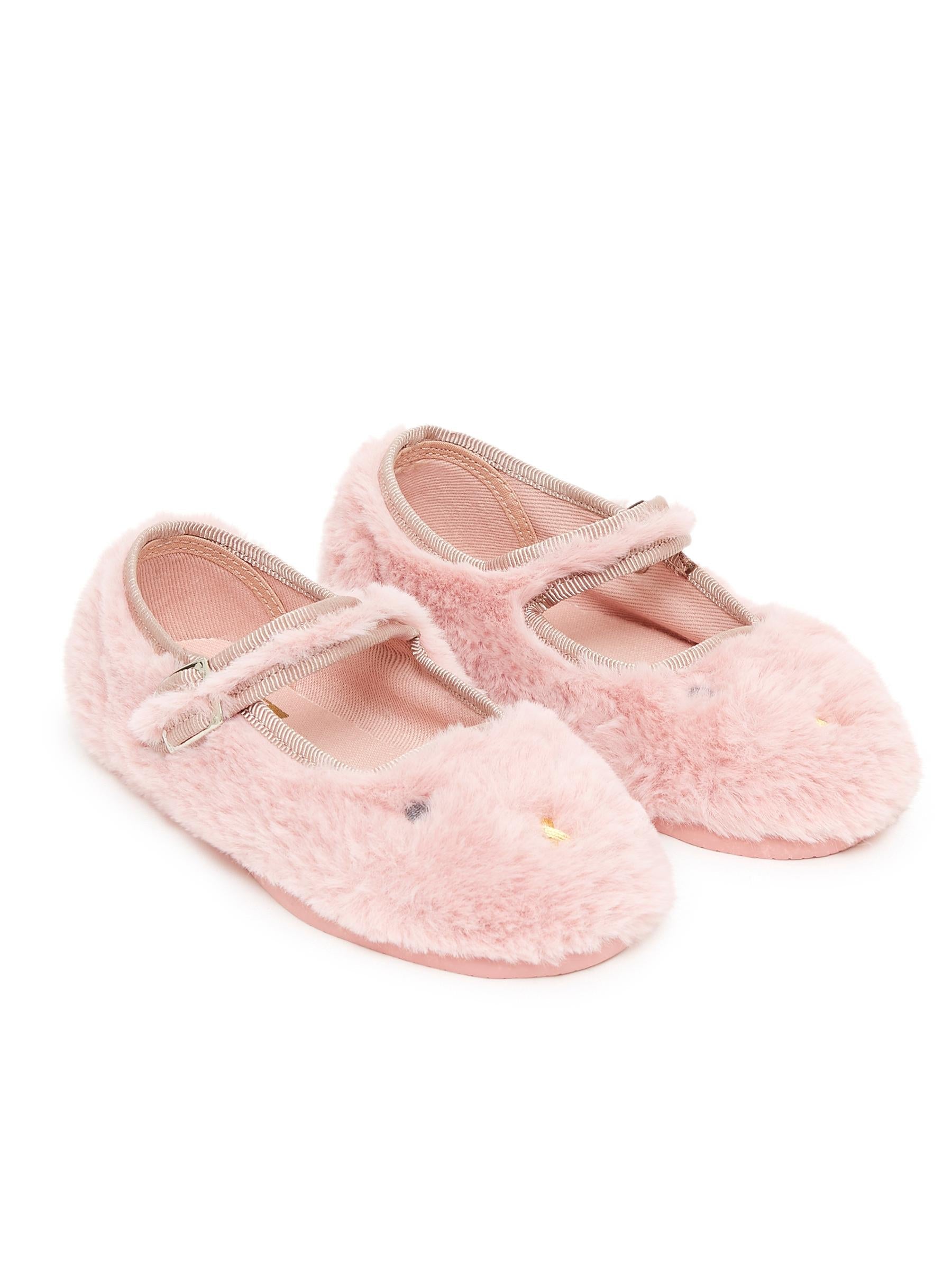 Chaussons Mia rose en fausse fourrure
