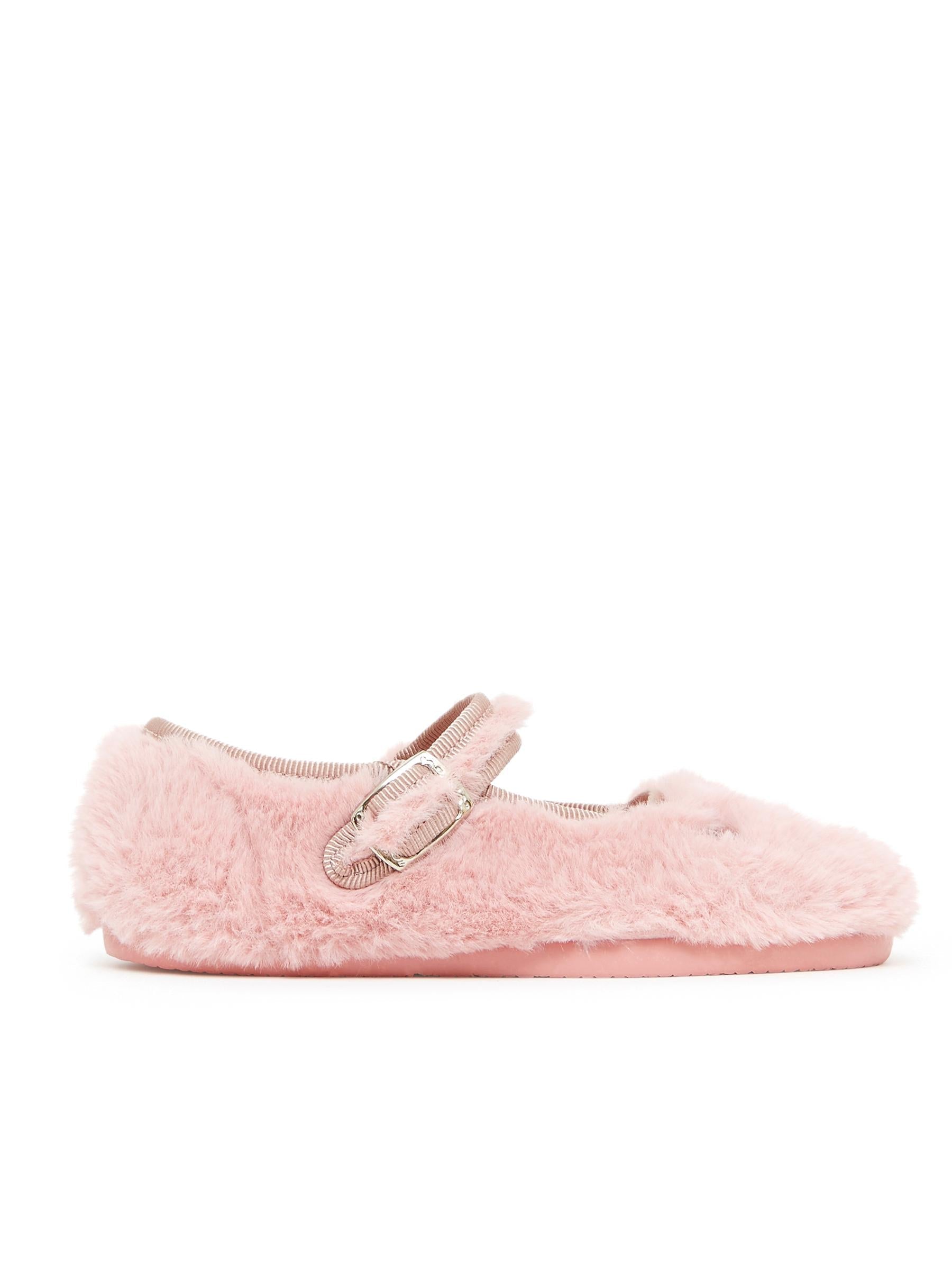 Chaussons Mia rose en fausse fourrure