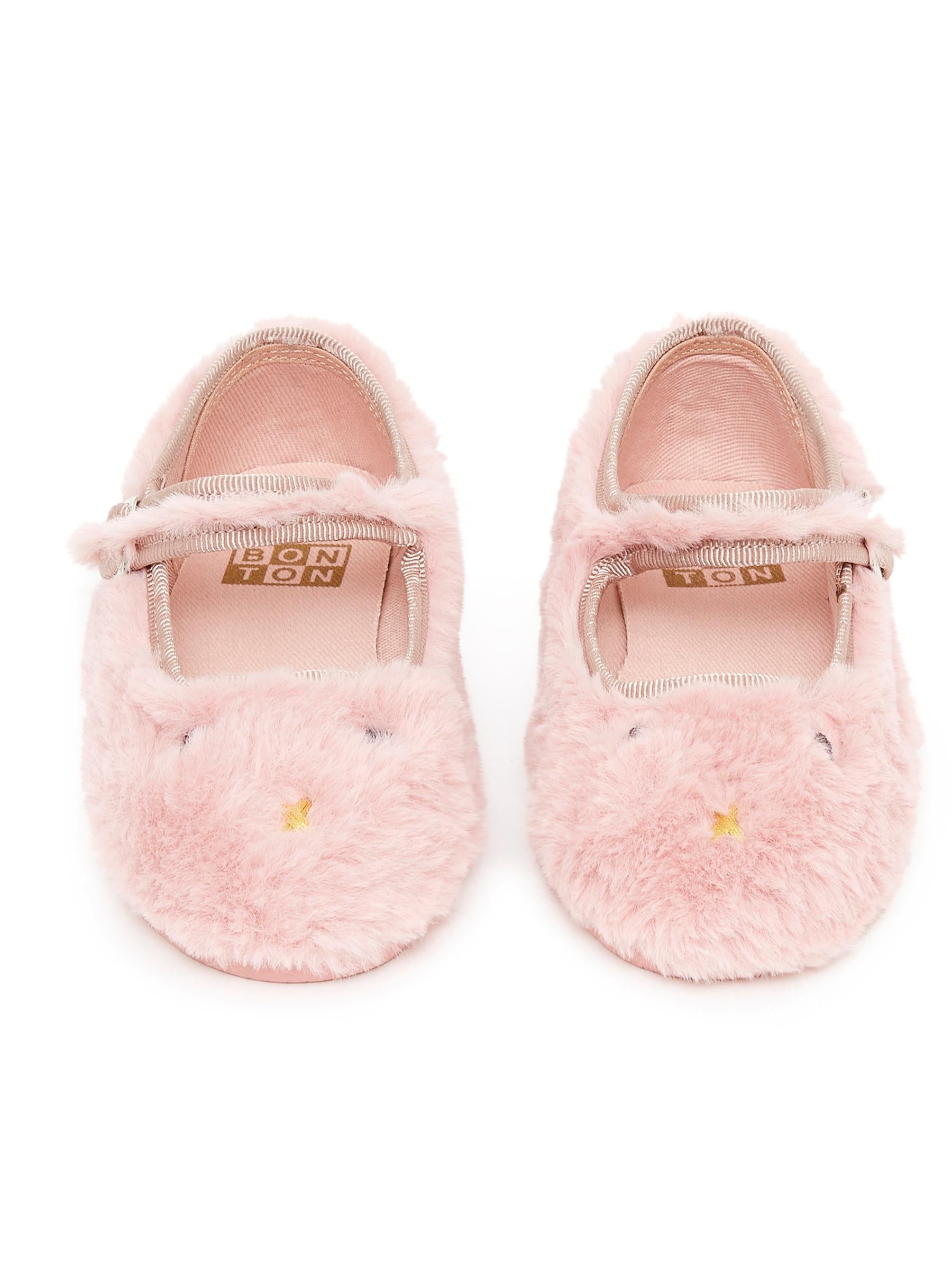 Chaussons Mia rose en fausse fourrure