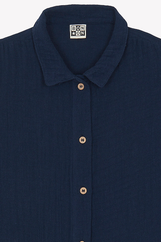 Robe - Rafia bleue en double gaze de coton - Image alternative