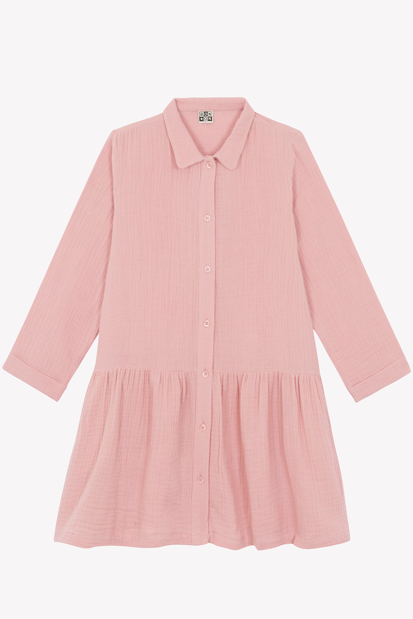 Robe Rafia rose en double gaze de coton