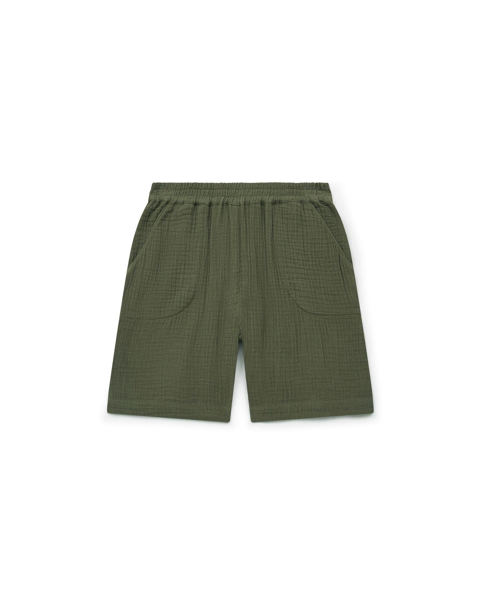 Short Rambo vert en double gaze de coton bio certifié GOTS