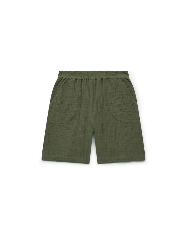 Short - Rambo Green in double gauze of Organic cotton GOTS certified - Image principale