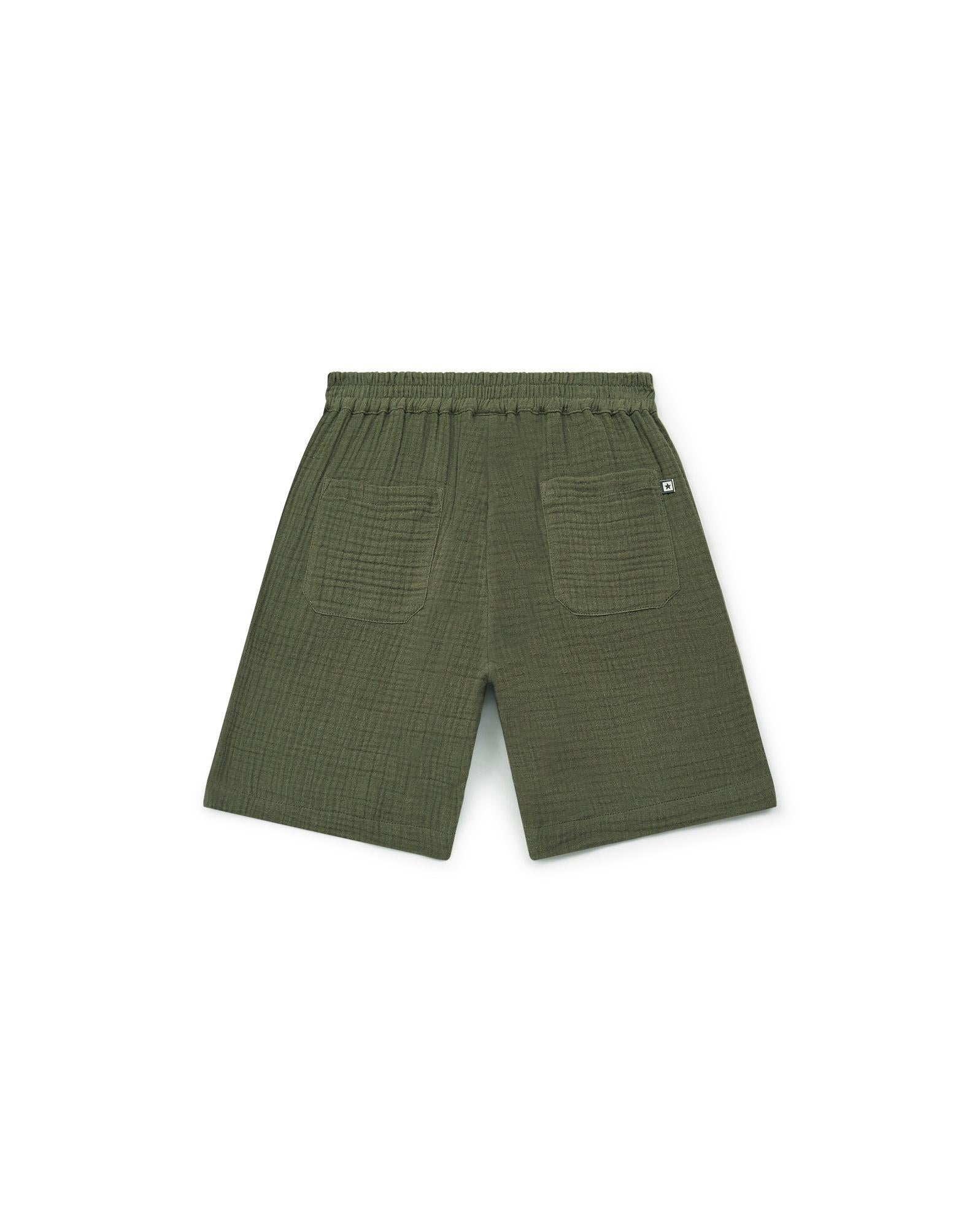 Short Rambo vert en double gaze de coton bio certifié GOTS
