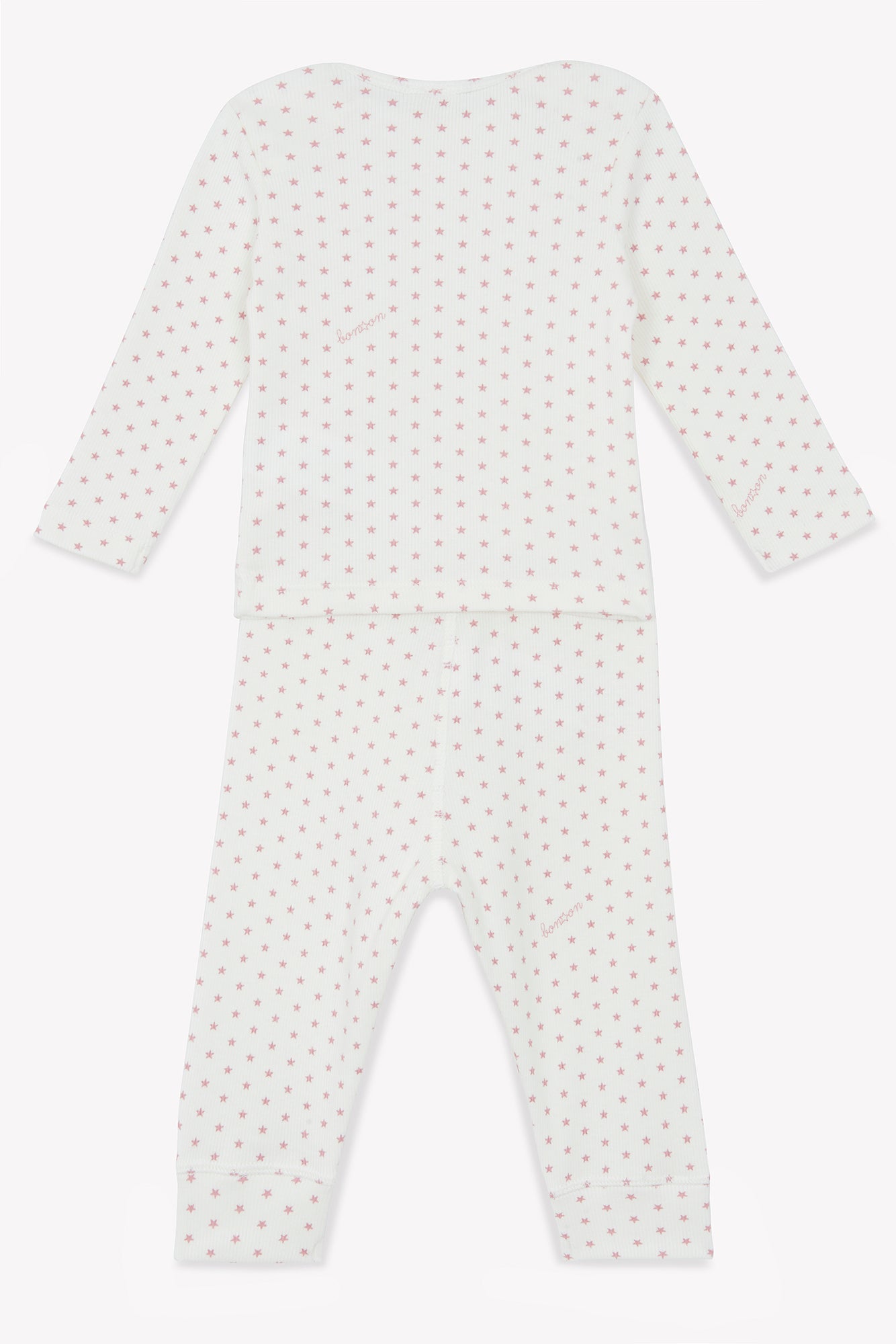 Outfit Pajamas 2 rooms Pink Baby in cotton Print stars
