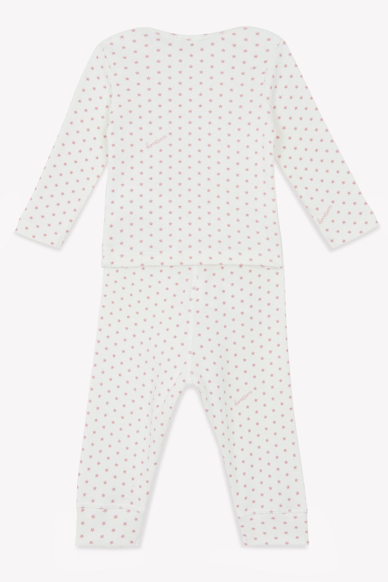 Ensemble pyjama 2 pièces rose Bébé en coton imprimé étoiles