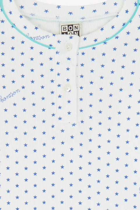Ensemble - pyjama bleu imprimé étoiles - Image principale