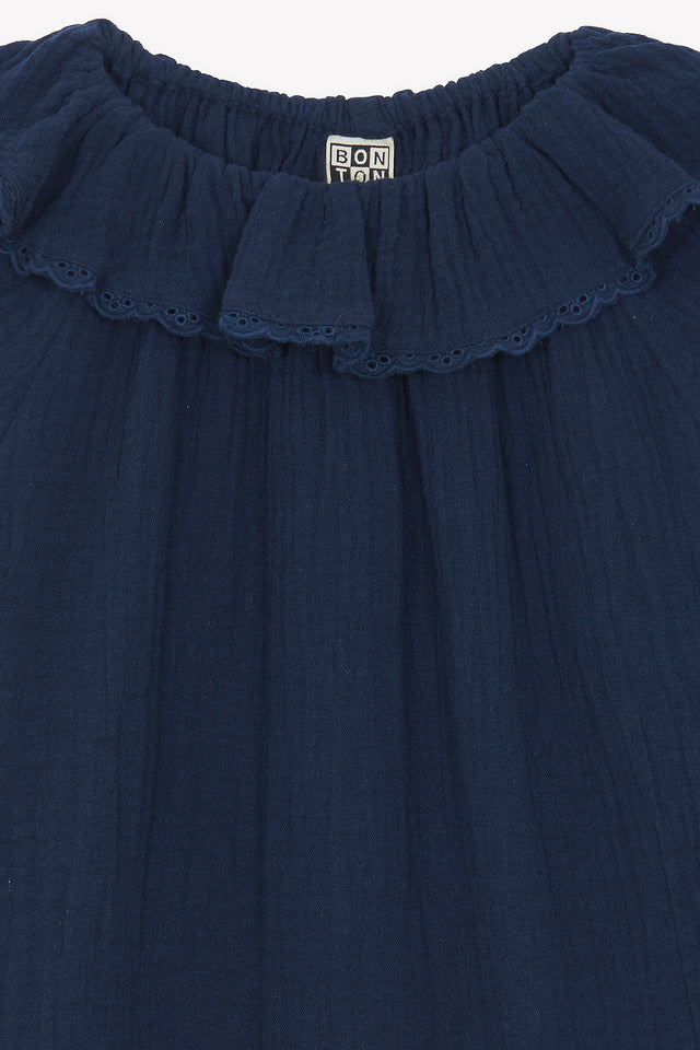 Blouse - SoLange - bleue en double gaze de coton - Image alternative