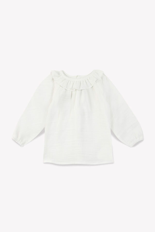 Blouse - bébé fille col à volant 100% coton bio - Image principale