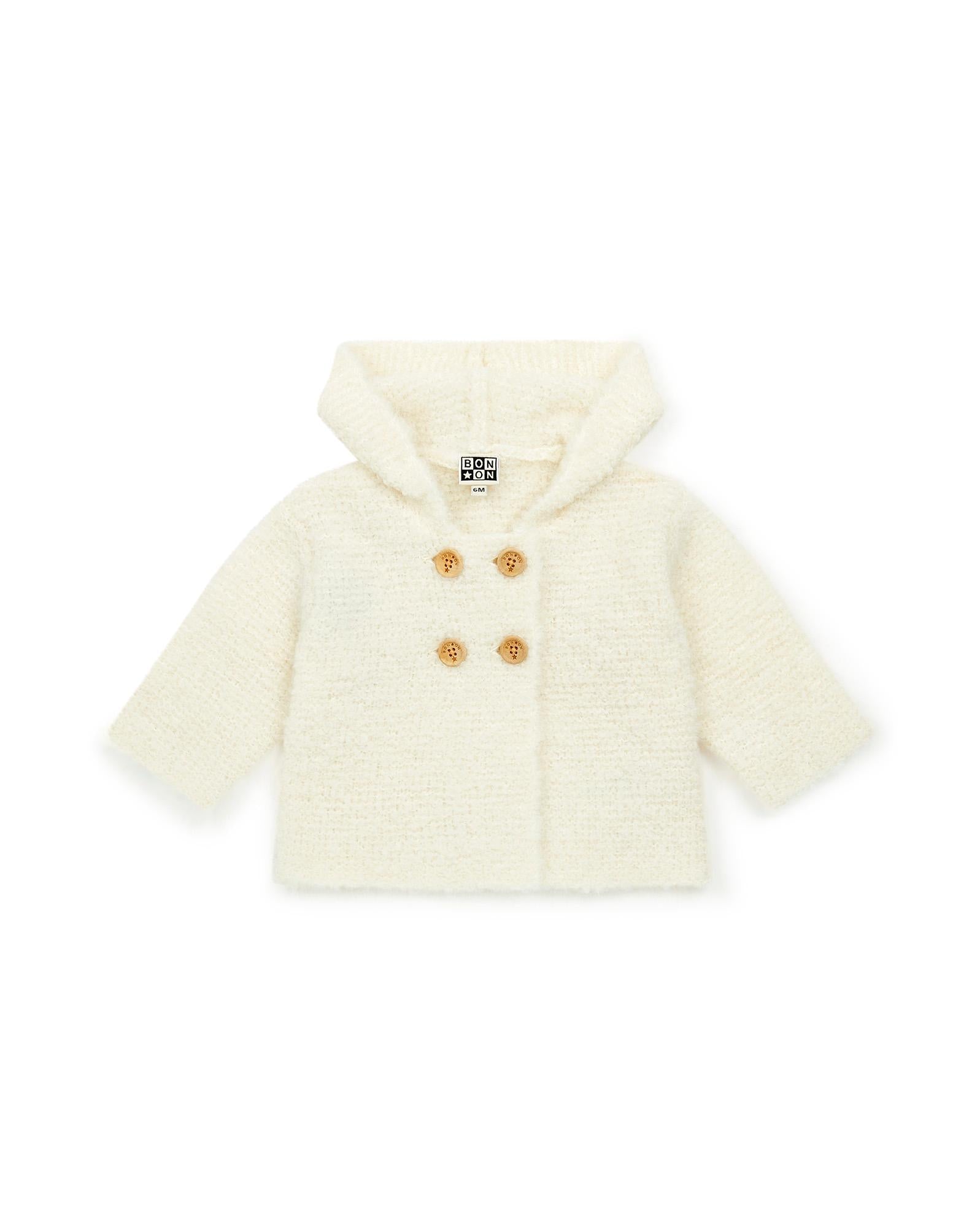 Manteau croisé bouclette laine mélangée