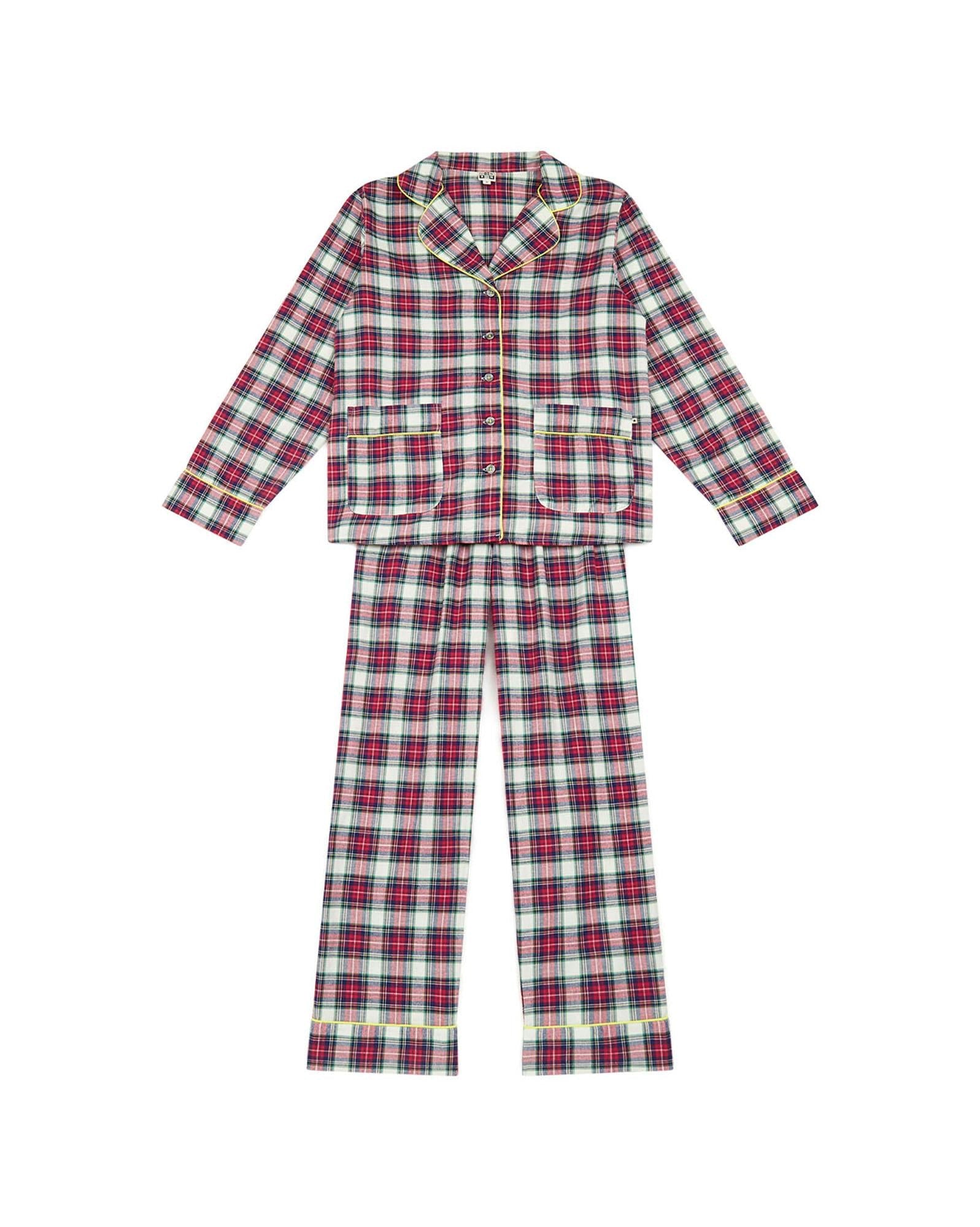 Pyjama Nuit tartan rouge Femme en coton