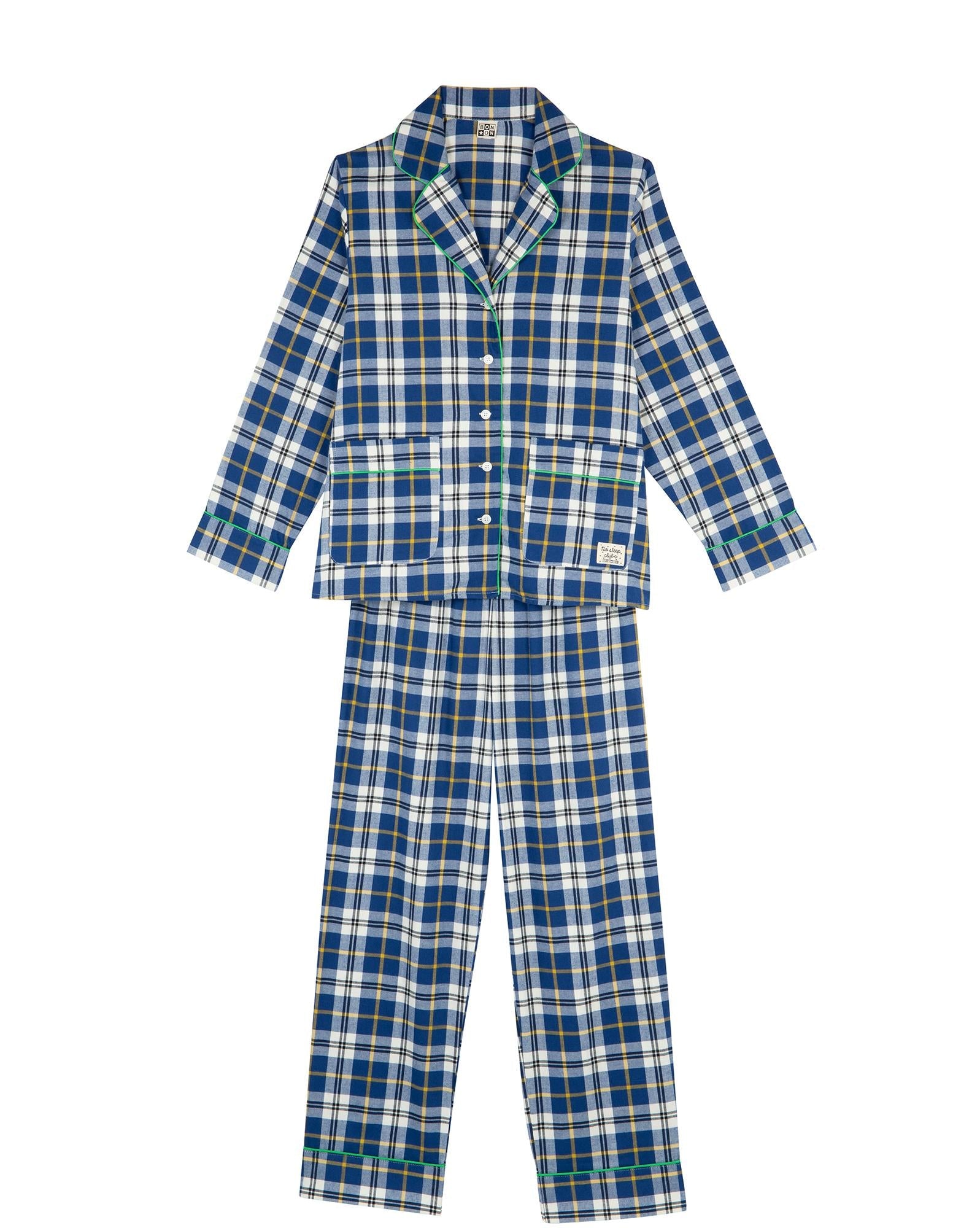 Pyjama Nuit tartan bleu Femme en coton