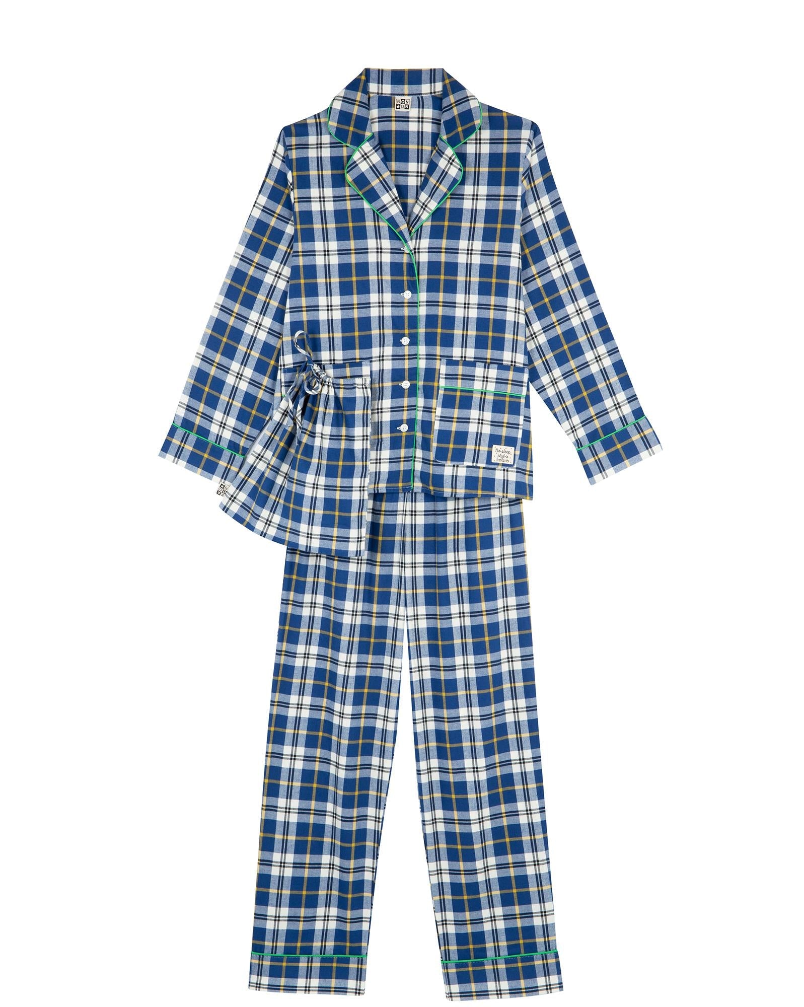 Pyjama Nuit tartan bleu Femme en coton