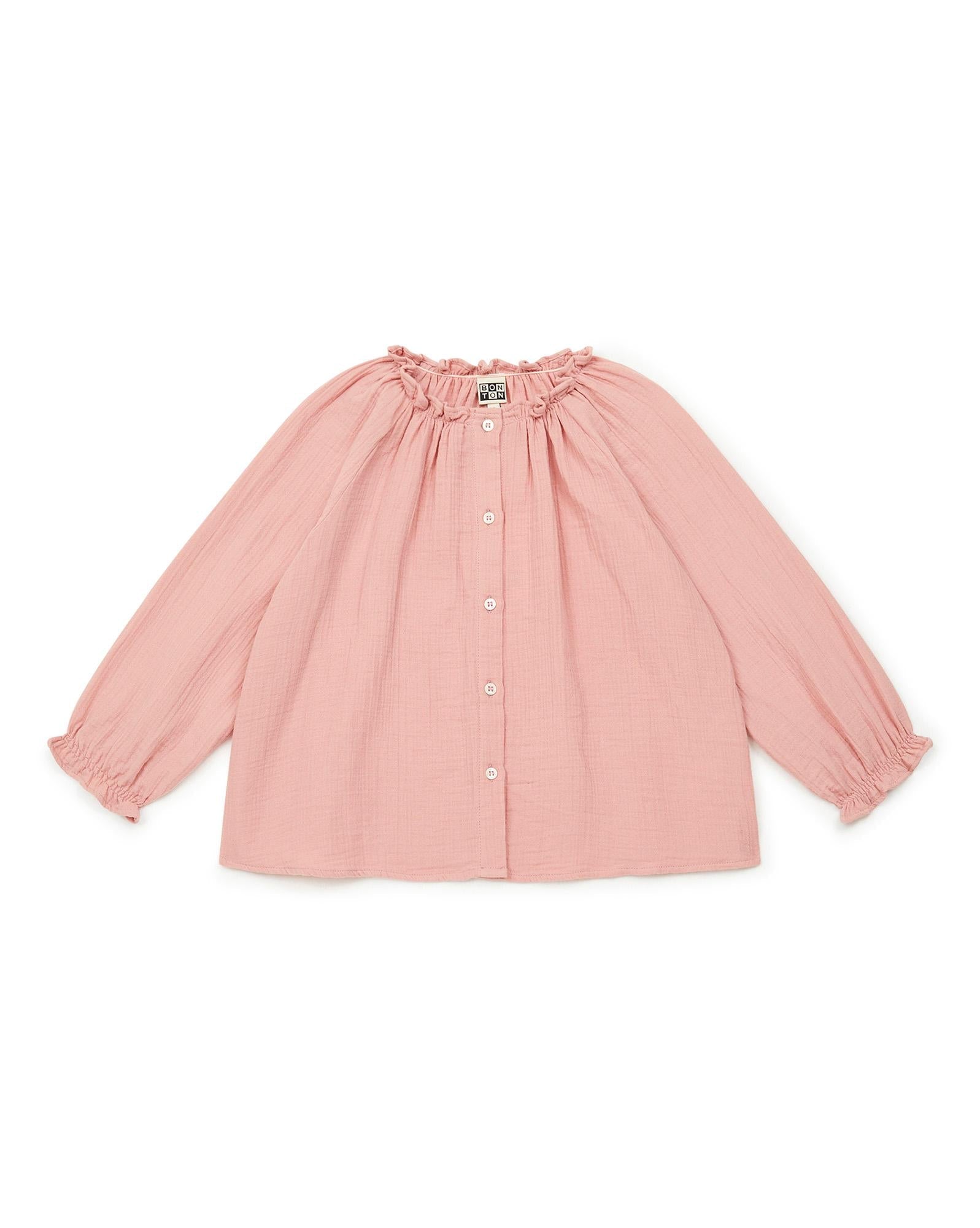 Blouse Reinette rose en gaze de coton