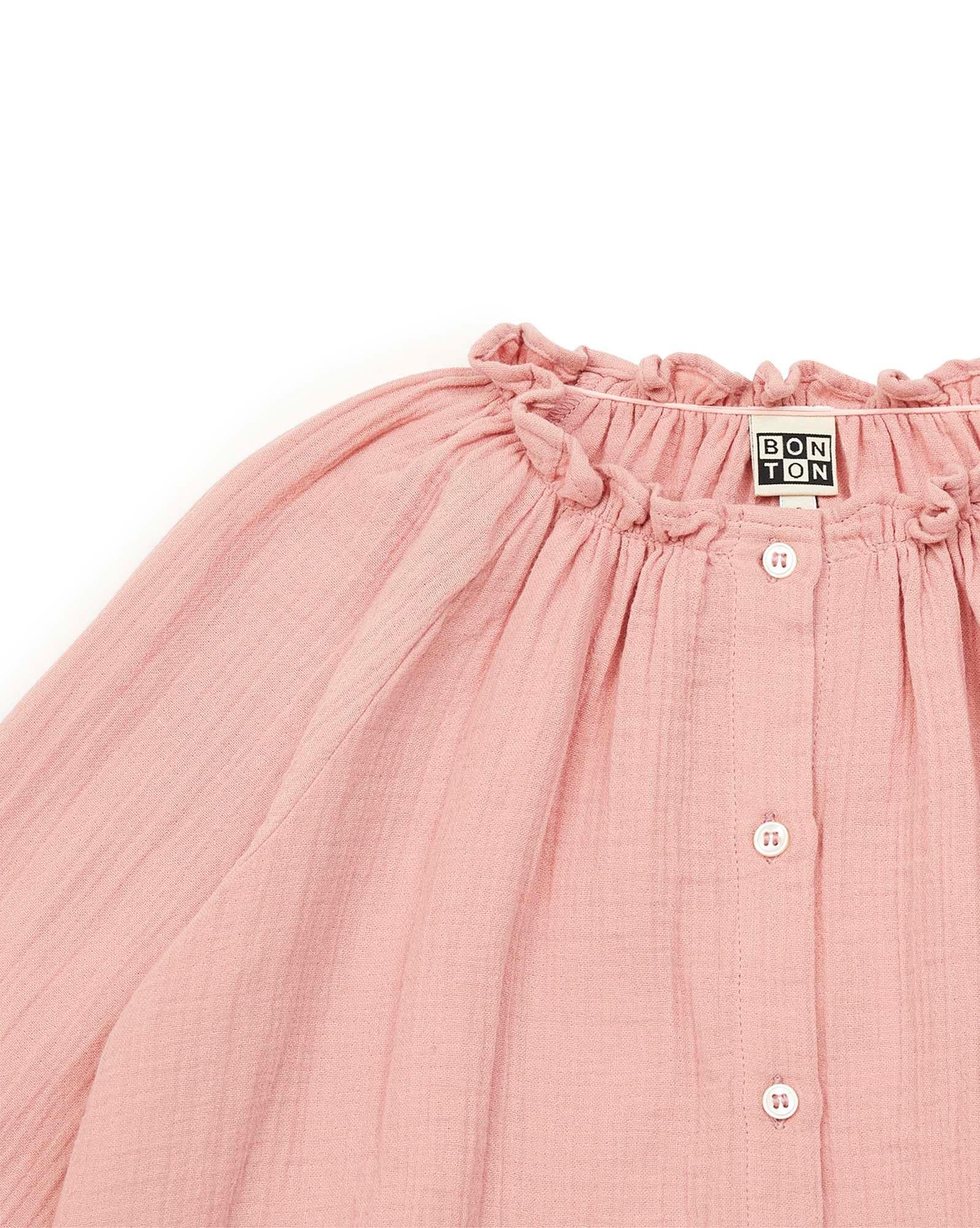 Blouse Reinette rose en gaze de coton