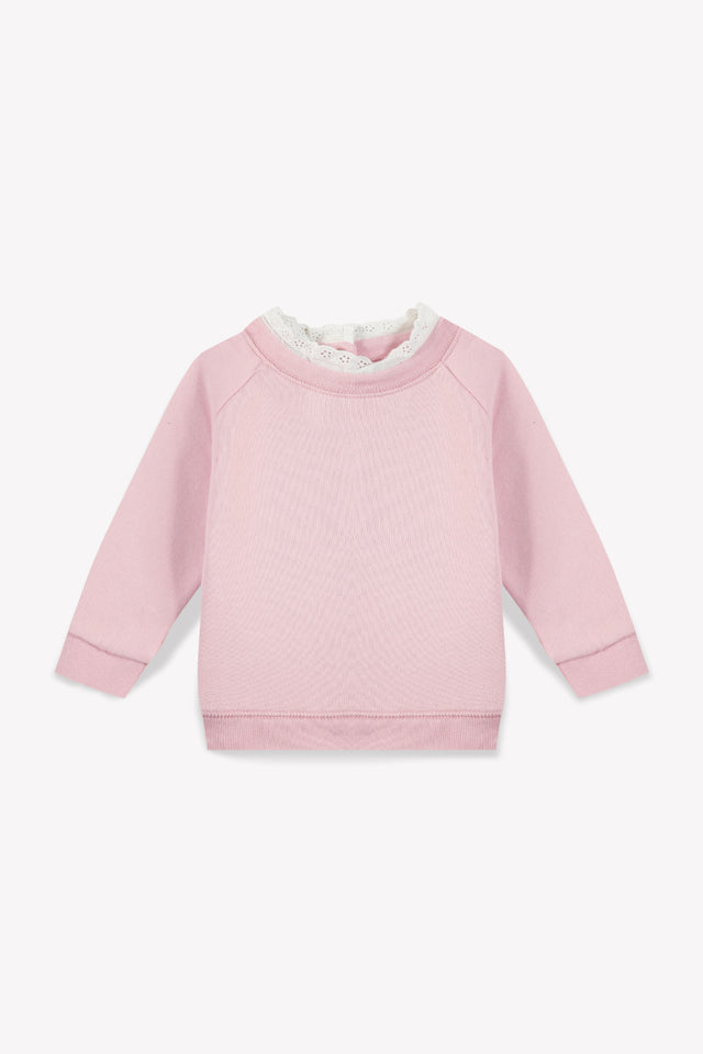 Sweatshirt - Baby Fleece Collar Lace Organic cotton - Image principale