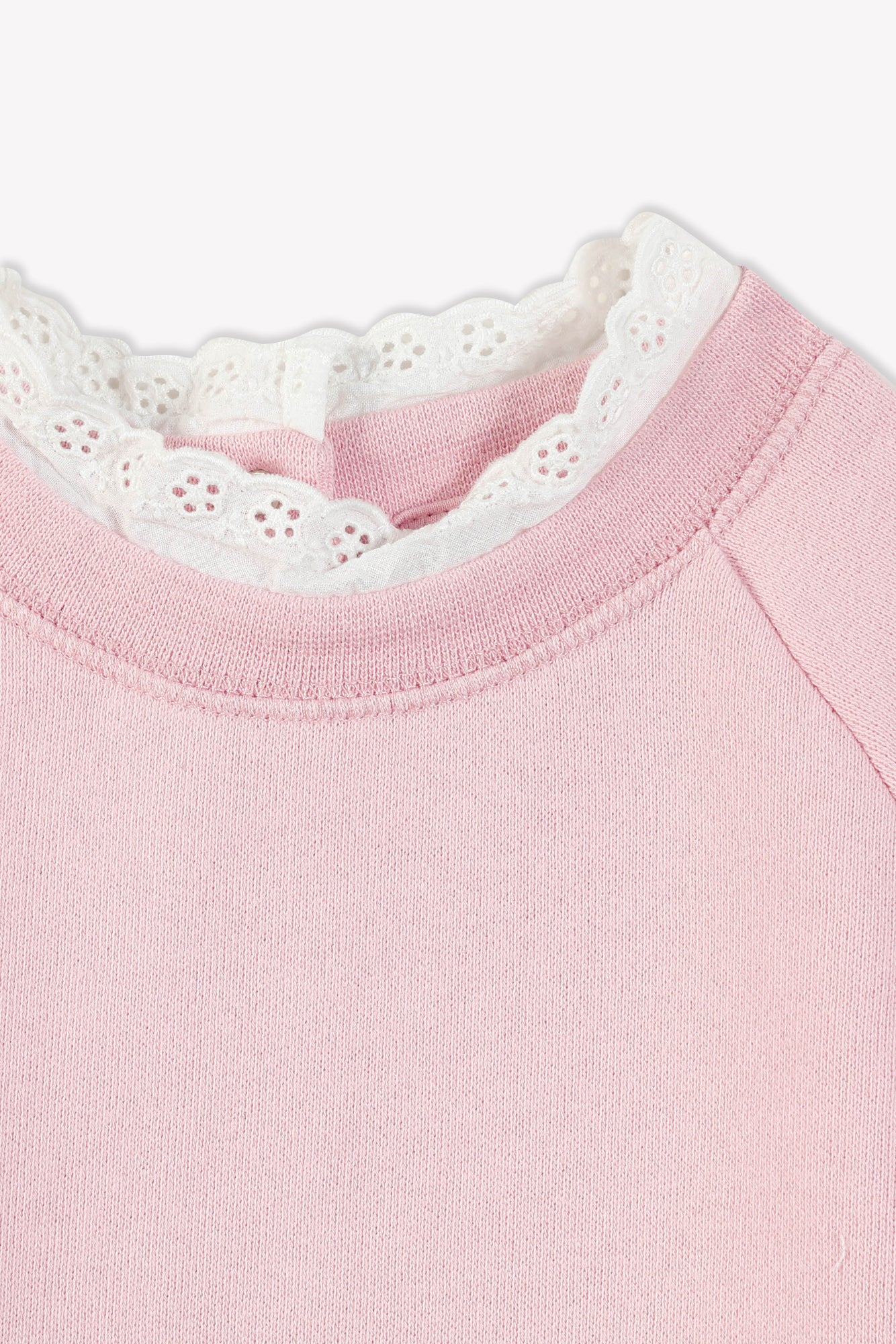 Sweatshirt - Baby Fleece Collar Lace Organic cotton